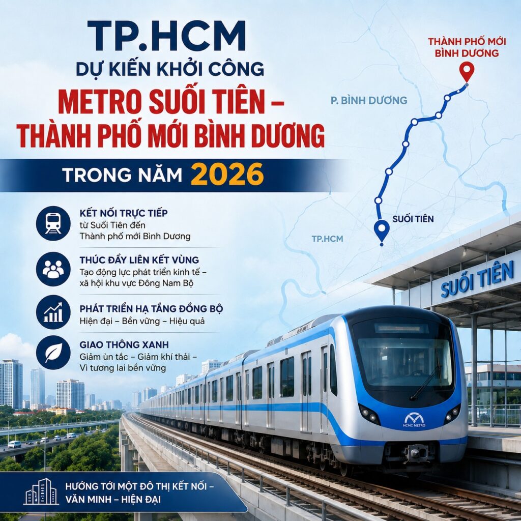 Các Dự Án Kỳ Vọng Thiết Lập Mặt Bằng Giá Mới Khi Tuyến Metro Suối Tiên – Thành Phố Mới Bình Dương Khởi Công Năm 2026