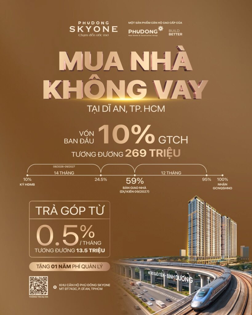 Mua Nhà Không Vay Trả Góp Dài Hạn Tại Phú Đông SkyOne