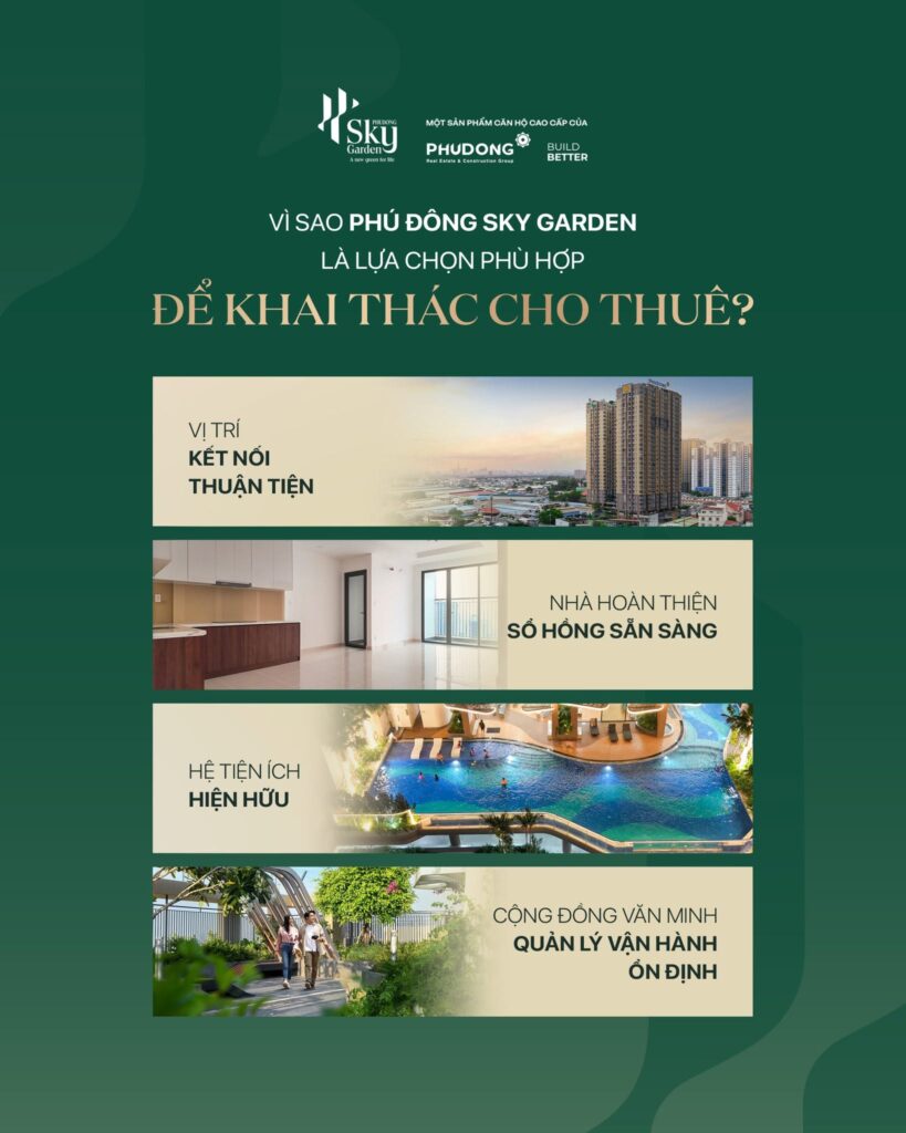 Vì Sao Phú Đông Sky Garden Là Lựa Chọn Phù Hợp Để Khai Thác Cho Thuê?